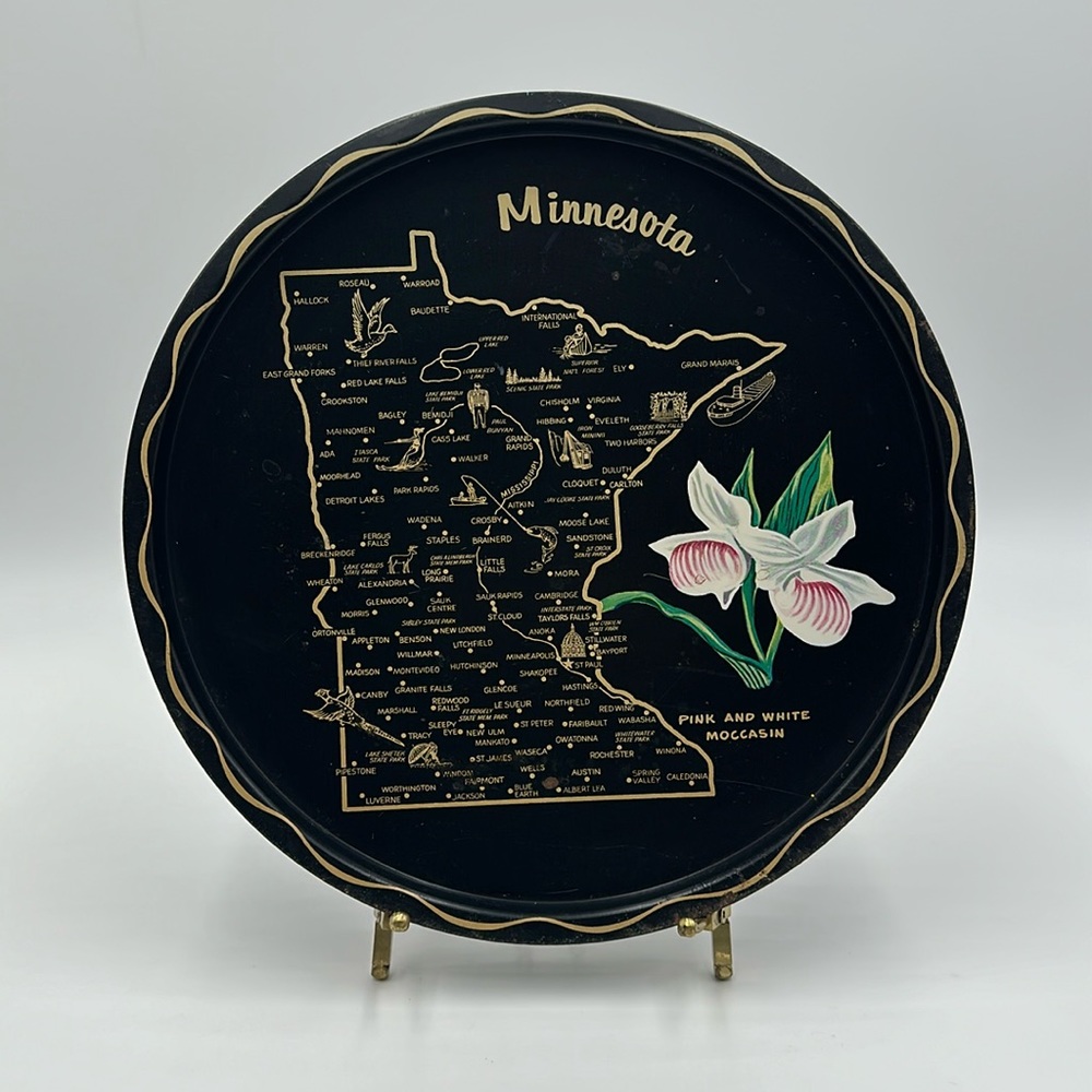 Vintage Nashco Products Hand Painted Minnesota State Platter Plate Serving